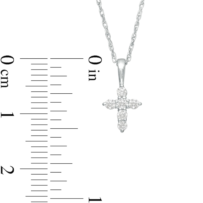 Main Image 3 of 0.15 CT. T.W. Diamond Cross Pendant in 14K White Gold