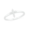 Thumbnail Image 1 of 0.115 CT. T.W. Diamond Cross Ring in 14K White Gold