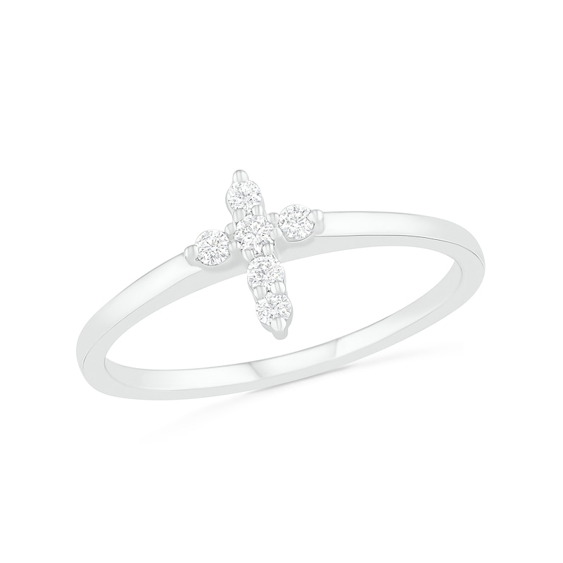 0.115 CT. T.W. Diamond Cross Ring in 14K White Gold|Peoples Jewellers