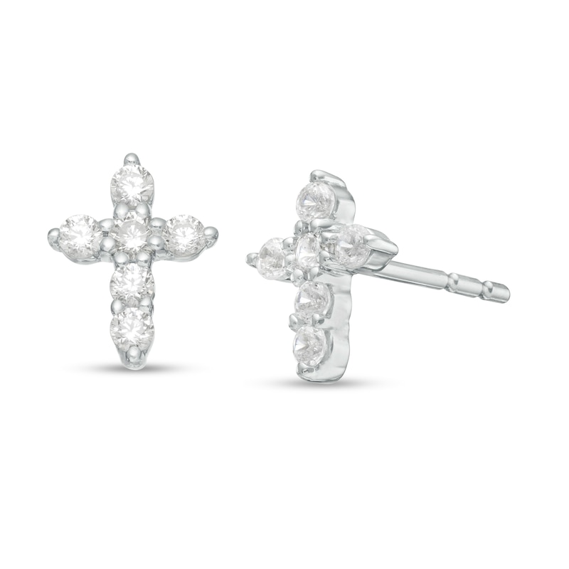 0.18 CT. T.W. Diamond Cross Stud Earrings in 14K White Gold|Peoples Jewellers