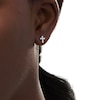 Thumbnail Image 2 of 0.18 CT. T.W. Diamond Cross Stud Earrings in 14K White Gold