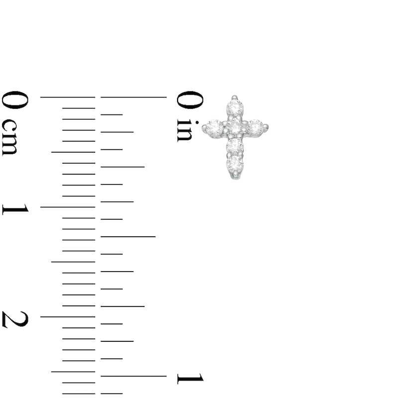 Main Image 3 of 0.18 CT. T.W. Diamond Cross Stud Earrings in 14K White Gold