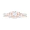 Thumbnail Image 3 of 4.5mm Lab-Created White Sapphire and 0.18 CT. T.W. Diamond Bridal Set in Sterling Silver with 14K Rose Gold Plate