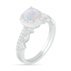 Thumbnail Image 2 of 6.0mm Cushion-Shaped Lab-Created Opal and 0.23 CT. T.W. Diamond Frame Art Deco Bridal Set in 10K White Gold