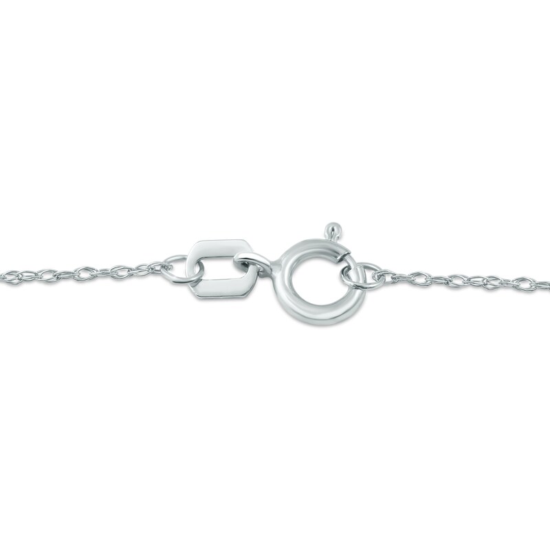 Main Image 3 of Sideways Emerald-Cut Swiss Blue Topaz and White Lab-Created Sapphire Octagonal Frame Necklace in Sterling Silver