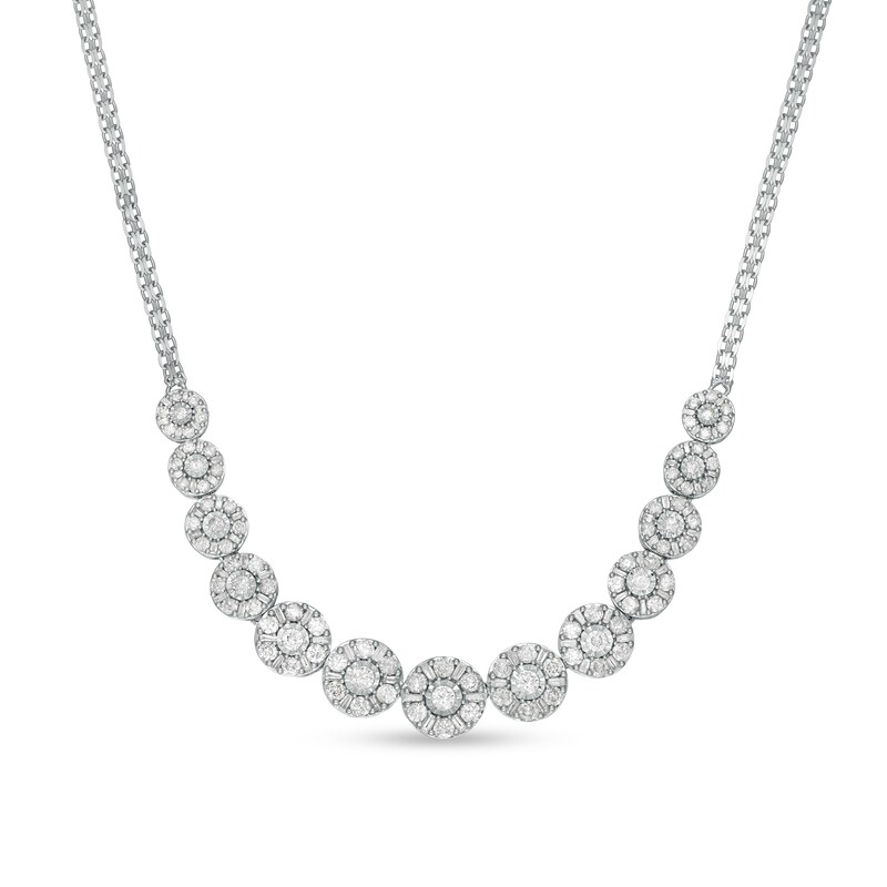 Main Image 1 of 3.00 CT. T.W. Diamond Frame Line Necklace in 10K White Gold