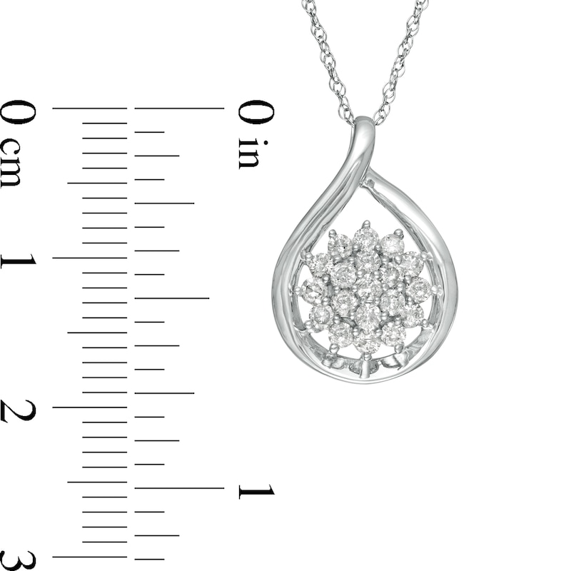 Main Image 3 of 0.40 CT. T.W. Composite Diamond Teardrop Frame Pendant in 10K White Gold