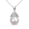 Thumbnail Image 1 of 10.0-10.5mm Baroque South Sea Cultured Pearl and 0.06 CT. T.W. Diamond Vintage-Style Pendant in 14K White Gold-17"