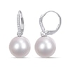 Thumbnail Image 0 of 11.0-12.0mm Cultured South Sea Pearl and 0.12 CT. T.W. Diamond Drop Earrings in 14K White Gold