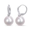 Thumbnail Image 1 of 11.0-12.0mm South Sea Cultured Pearl and 0.12 CT. T.W. Diamond Drop Earrings in 14K White Gold