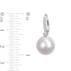 Thumbnail Image 2 of 11.0-12.0mm Cultured South Sea Pearl and 0.12 CT. T.W. Diamond Drop Earrings in 14K White Gold