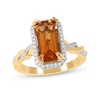Thumbnail Image 0 of Emerald-Cut Citrine and 0.20 CT. T.W. Diamond Octagonal Frame Twist Shank Ring in 10K Gold