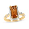 Thumbnail Image 0 of Emerald-Cut Citrine and 0.20 CT. T.W. Diamond Octagonal Frame Twist Shank Ring in 10K Gold