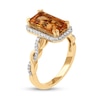 Thumbnail Image 1 of Emerald-Cut Citrine and 0.20 CT. T.W. Diamond Octagonal Frame Twist Shank Ring in 10K Gold