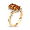 Thumbnail Image 1 of Emerald-Cut Citrine and 0.20 CT. T.W. Diamond Octagonal Frame Twist Shank Ring in 10K Gold