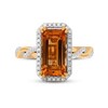 Thumbnail Image 2 of Emerald-Cut Citrine and 0.20 CT. T.W. Diamond Octagonal Frame Twist Shank Ring in 10K Gold