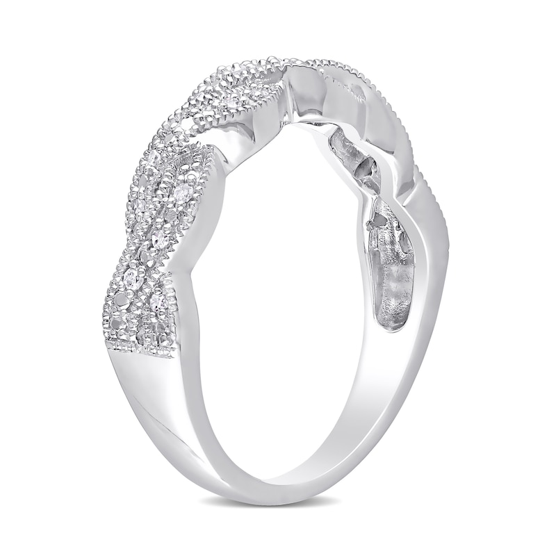 Main Image 3 of 0.10 CT. T.W. Diamond Twist Vintage-Style Ring in Sterling Silver
