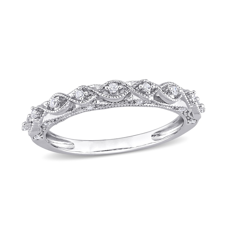 Main Image 1 of 0.13 CT. T.W. Diamond Art Deco Vintage-Style Band in Sterling Silver