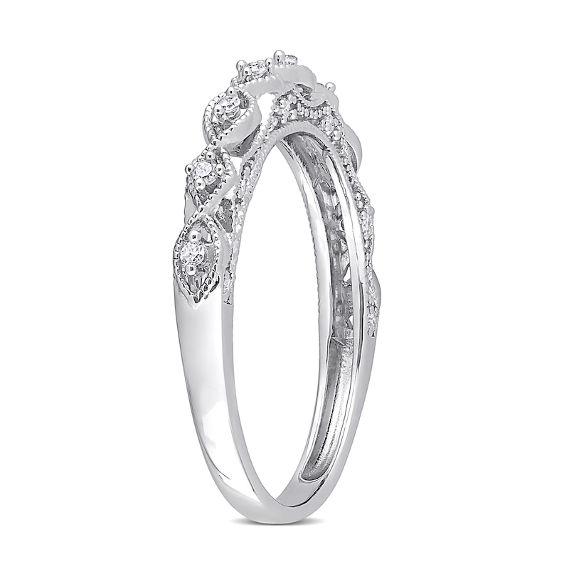 Main Image 3 of 0.13 CT. T.W. Diamond Art Deco Vintage-Style Band in Sterling Silver
