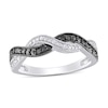 Thumbnail Image 1 of 0.10 CT. T.W. Enhanced Black and White Diamond Twist Vintage-Style Ring in Sterling Silver