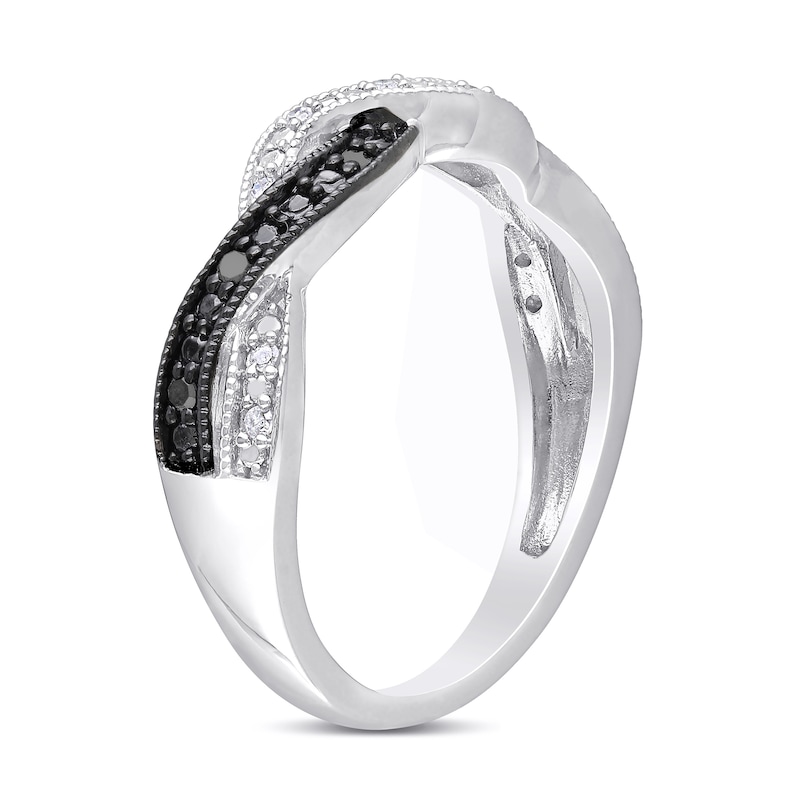 0.10 CT. T.W. Enhanced Black and White Diamond Twist Vintage-Style Ring in Sterling Silver