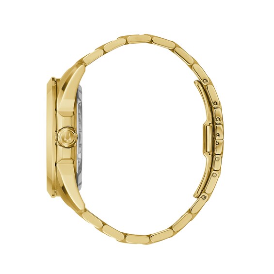 Men's Bulova Sutton Automatic Gold-Tone Watch with Gold-Tone Skeleton Dial (Model: 97A162)