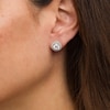 Thumbnail Image 1 of White Lab-Created Sapphire Frame Vintage-Style Stud Earrings in Sterling Silver