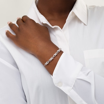Diamond Accent Double Infinity Bolo Bracelet in Sterling Silver - 9.5"