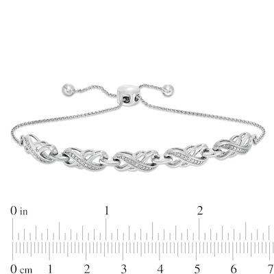 Diamond Accent Double Infinity Bolo Bracelet in Sterling Silver - 9.5"