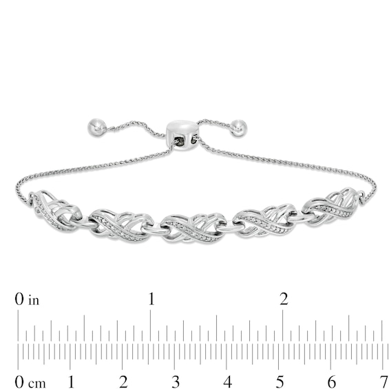 Diamond Accent Double Infinity Bolo Bracelet in Sterling Silver - 9.5"