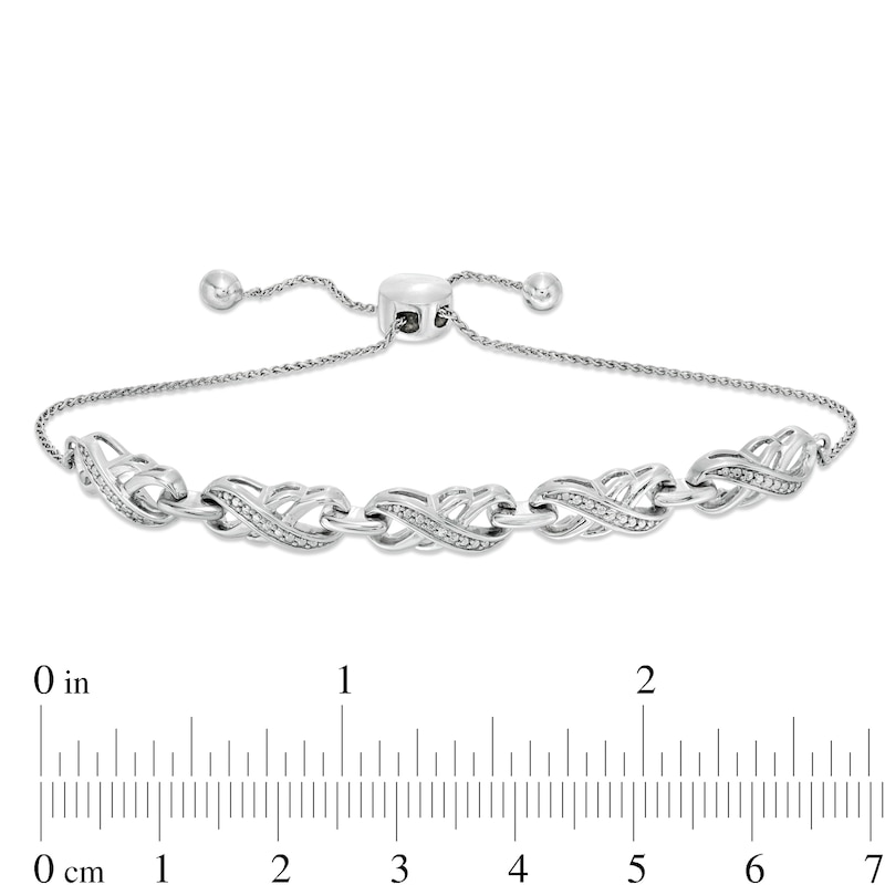 Diamond Accent Double Infinity Bolo Bracelet in Sterling Silver - 9.5"