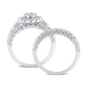 Thumbnail Image 4 of 0.16 CT. T.W. Diamond Flower Frame Vintage-Style Bridal Set in Sterling Silver