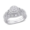 Thumbnail Image 0 of 0.20 CT. T.W. Composite Diamond Frame Vintage-Style Bridal Set in Sterling Silver