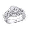 Thumbnail Image 1 of 0.20 CT. T.W. Composite Diamond Frame Vintage-Style Bridal Set in Sterling Silver