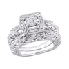 Thumbnail Image 0 of 0.19 CT. T.W. Composite Diamond Cushion Frame Vintage-Style Bridal Set in Sterling Silver