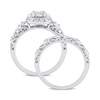 Thumbnail Image 3 of 0.19 CT. T.W. Composite Diamond Cushion Frame Vintage-Style Bridal Set in Sterling Silver