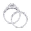 Thumbnail Image 4 of 0.19 CT. T.W. Composite Diamond Cushion Frame Vintage-Style Bridal Set in Sterling Silver