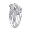 Thumbnail Image 3 of 0.19 CT. T.W. Diamond Tilted Cushion Frame Vintage-Style Bridal Set in Sterling Silver