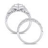 Thumbnail Image 4 of 0.19 CT. T.W. Diamond Tilted Cushion Frame Vintage-Style Bridal Set in Sterling Silver