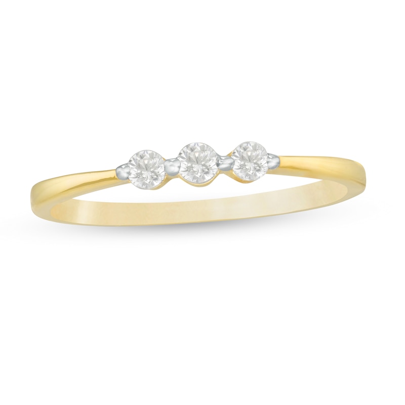 0.115 CT. T.W. Diamond Three Stone Promise Ring in 14K Gold