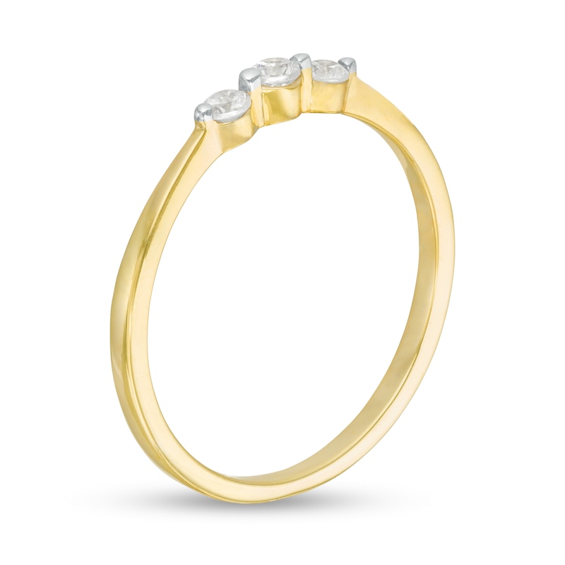0.115 CT. T.W. Diamond Three Stone Promise Ring in 14K Gold