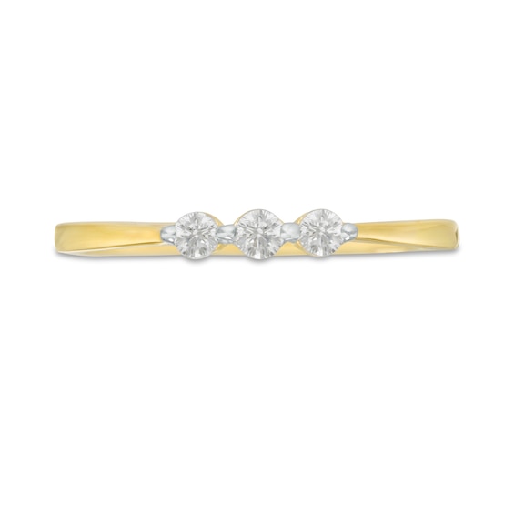 0.115 CT. T.W. Diamond Three Stone Promise Ring in 14K Gold