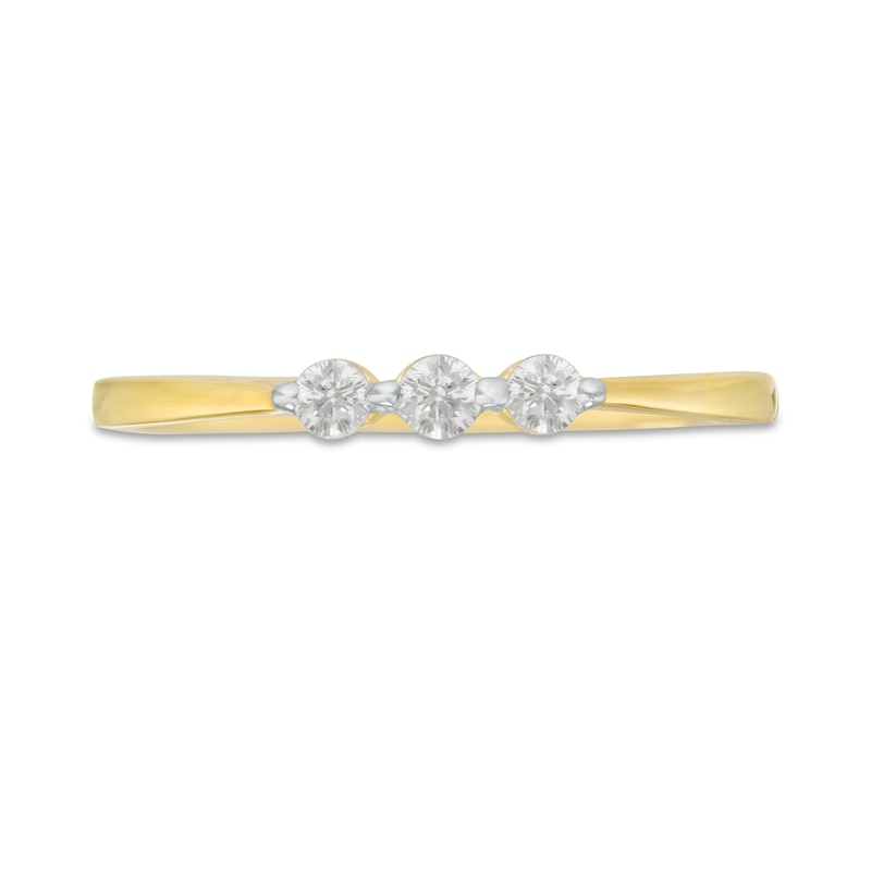 0.115 CT. T.W. Diamond Three Stone Promise Ring in 14K Gold