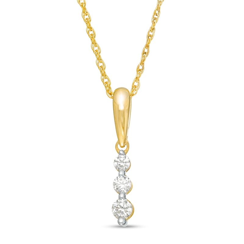 0.085 CT. T.W. Diamond Linear Three Stone Pendant in 14K Gold|Peoples Jewellers