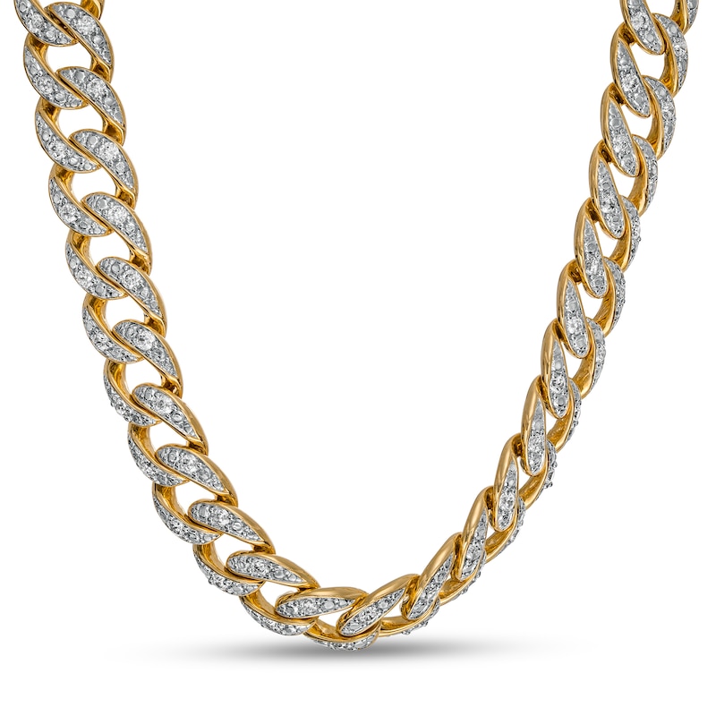 Main Image 1 of Men's 6.00 CT. T.W. Diamond Cuban Link Chain Necklace in 10K Gold - 22"