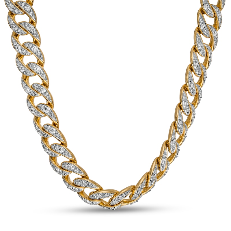 Men's 6.00 CT. T.W. Diamond Cuban Link Chain Necklace in 10K Gold - 22"|Peoples Jewellers