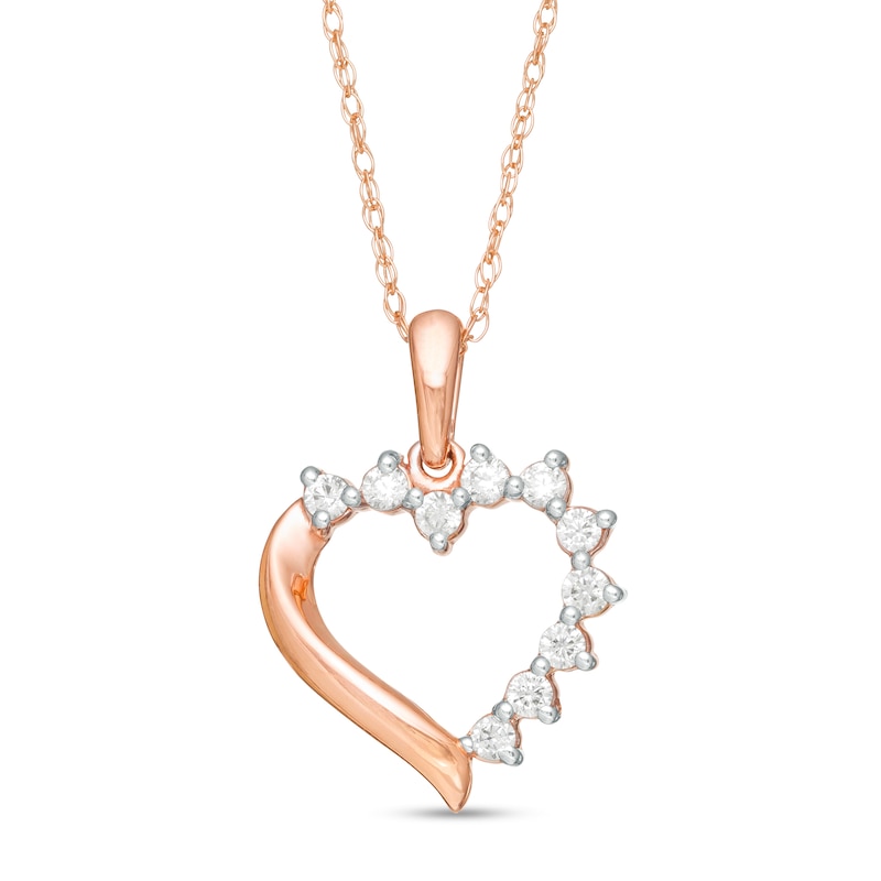 0.145 CT. T.W. Diamond Swirl Heart Pendant in 14K Rose Gold|Peoples Jewellers