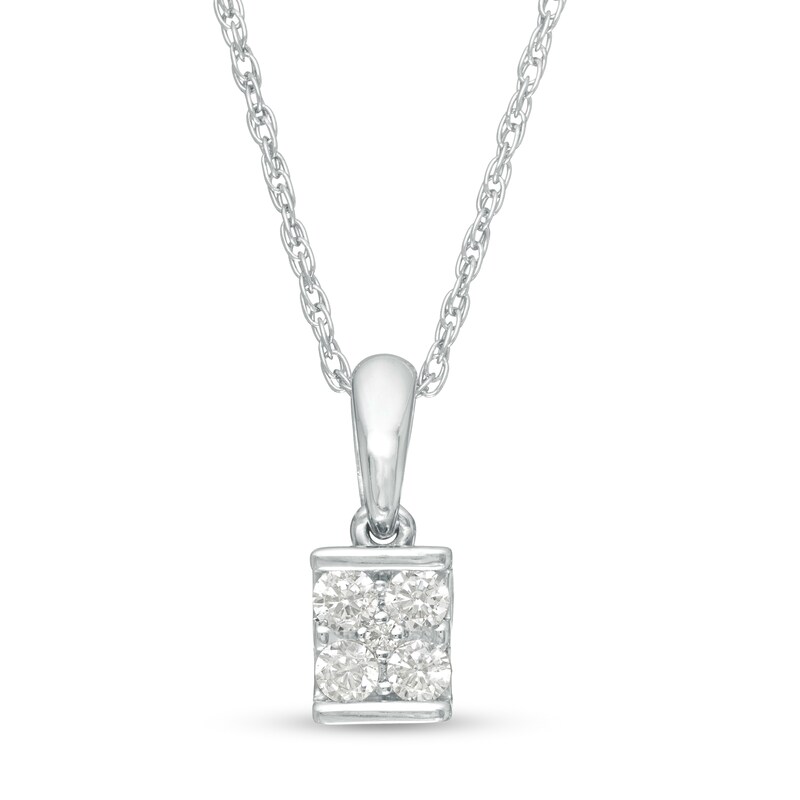 0.145 CT. T.W. Diamond Square Pendant in 14K White Gold|Peoples Jewellers