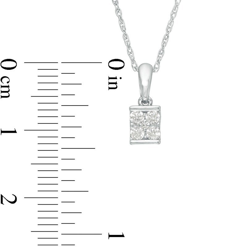 0.145 CT. T.W. Diamond Square Pendant in 14K White Gold