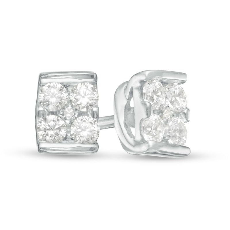 0.18 CT. T.W. Diamond Square Stud Earrings in 14K White Gold|Peoples Jewellers